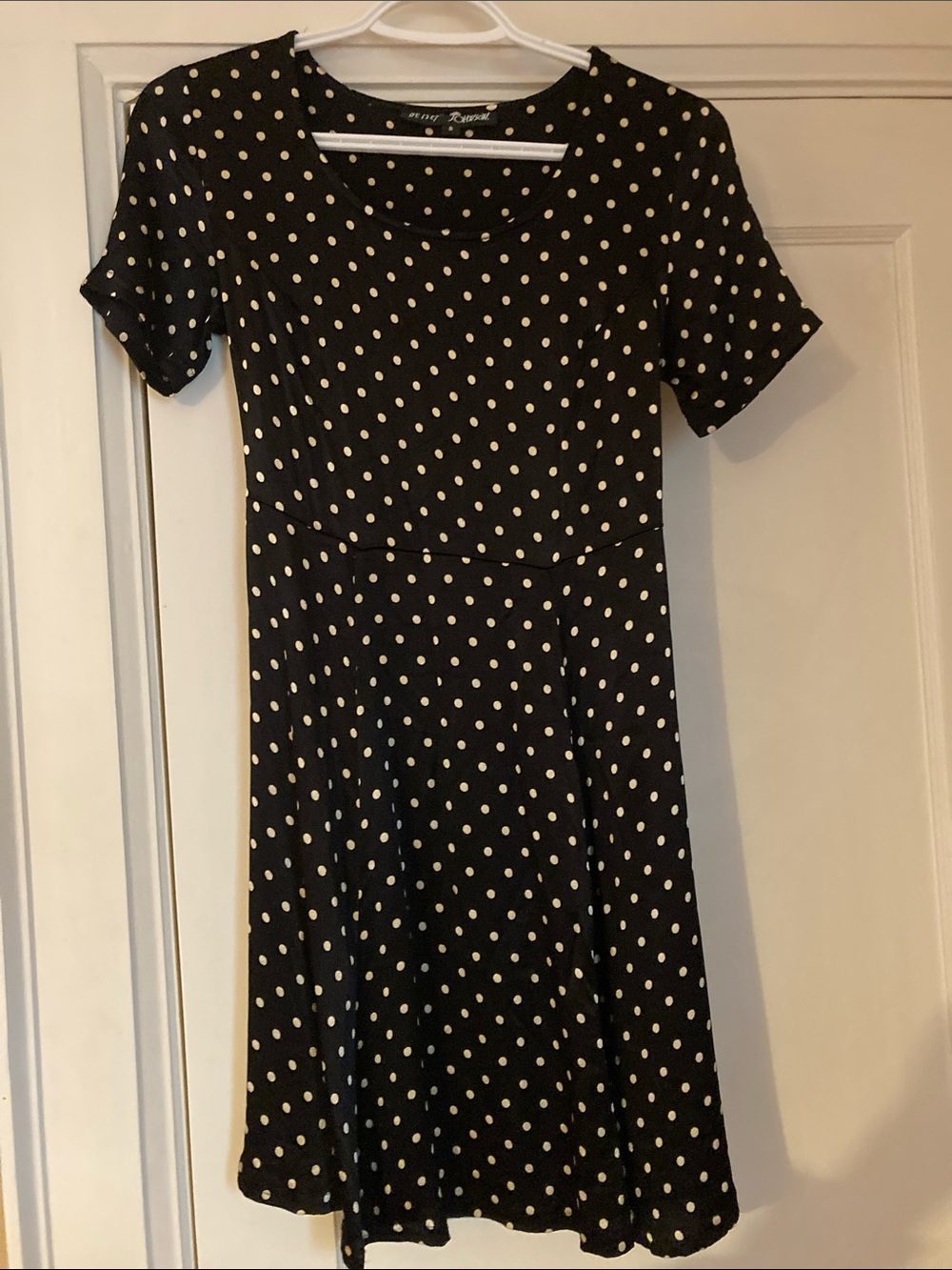 Vintage Betsey Johnson Black Dress with White Polka Dots